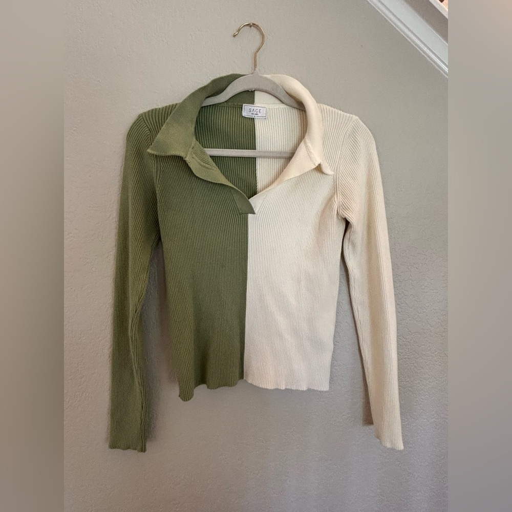 Sage The Label two-toned ribbed sweater
